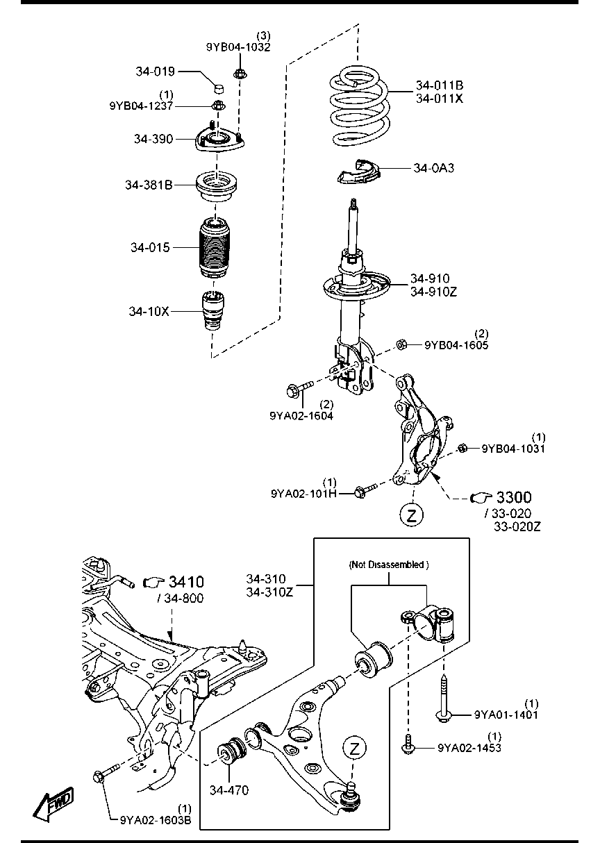 MAZDA (CHANGAN) TK48-34-470 - Сайлентблок, рычаг подвески колеса autosila-amz.com