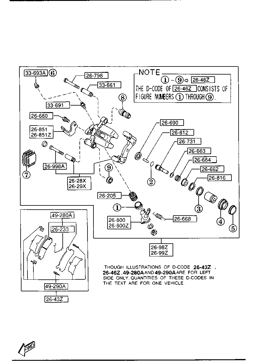 Mitsubishi B4Y1-26-49Z - Тормозные колодки, дисковые, комплект autosila-amz.com