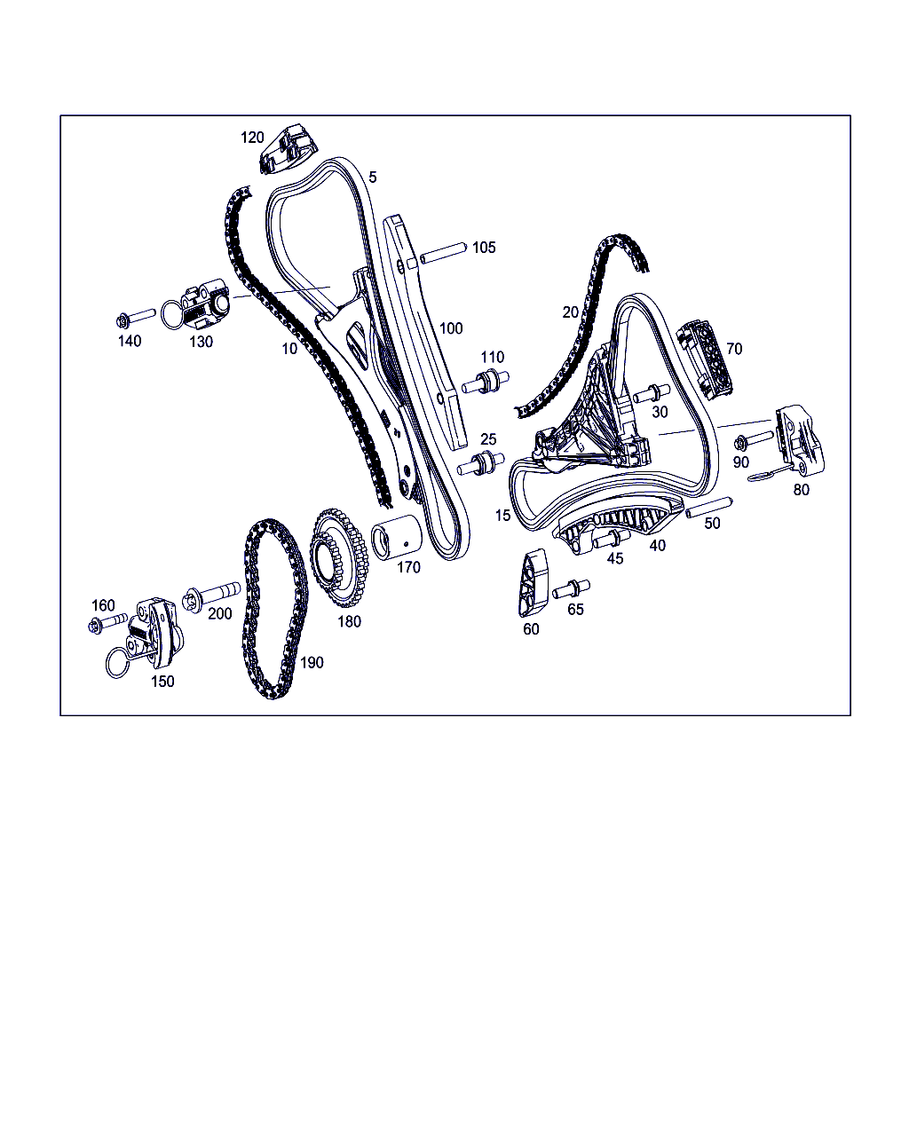 Mercedes-Benz A 278 050 06 11 - Комплект цепи привода распредвала autosila-amz.com