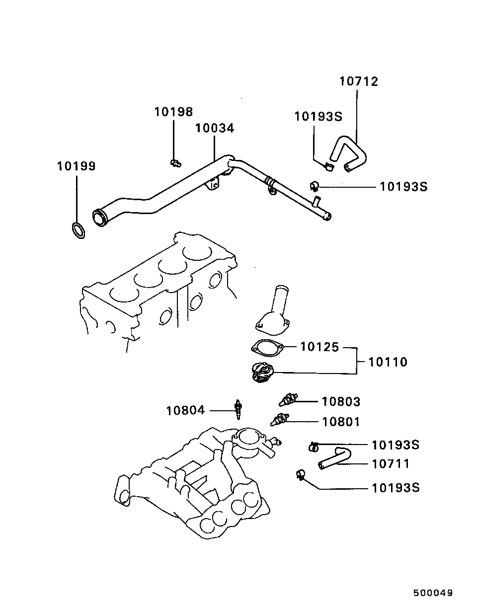 Mitsubishi MD997603 - Термостат охлаждающей жидкости / корпус autosila-amz.com