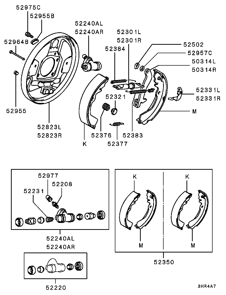 Mitsubishi MB950064 - Колодки тормозные MITSUBISHI Carisma (99-03) задние барабанные (4шт.) OE autosila-amz.com