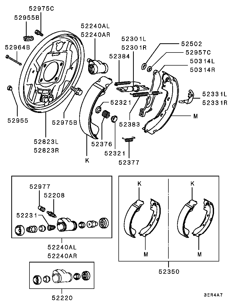 Mitsubishi MB858665 - Комплект тормозных колодок, барабанные autosila-amz.com