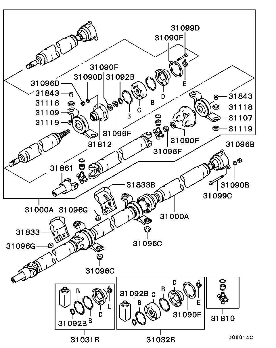 Mitsubishi MB000391 - Шарнир, продольный вал autosila-amz.com