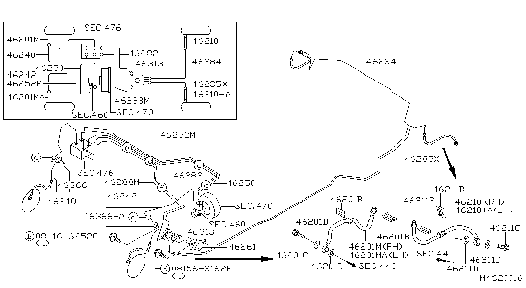 NISSAN 462144U001 - Тормозной шланг autosila-amz.com