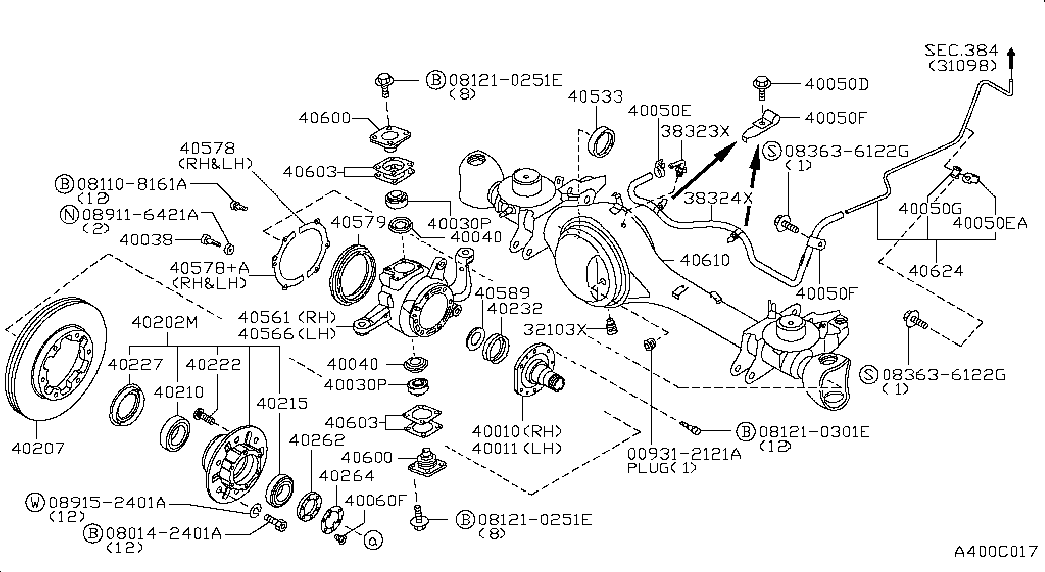 NISSAN 40040-01J00 - Ремкомплект, поворотный кулак autosila-amz.com