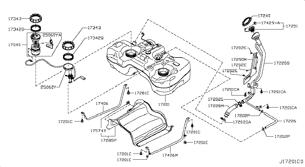 NISSAN 17040-3ZB0A - 17040-JG00A ТОПЛИВНЫЙ НАСОС + ФИЛЬТР autosila-amz.com