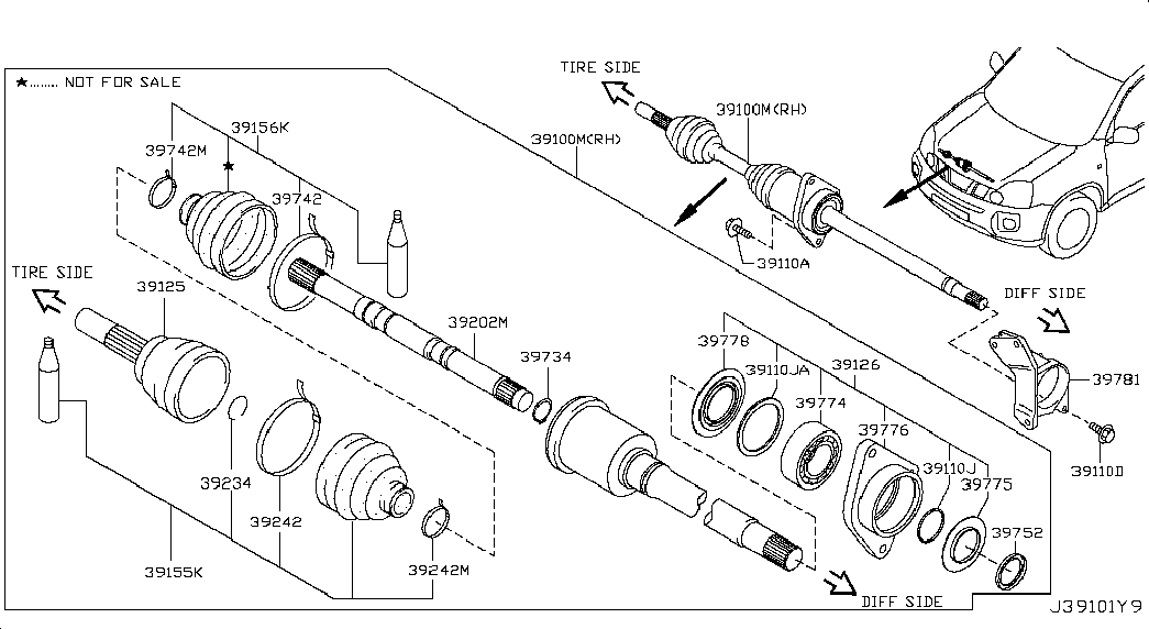 NISSAN C9741-JG72B - Комплект пыльника, рулевое управление autosila-amz.com