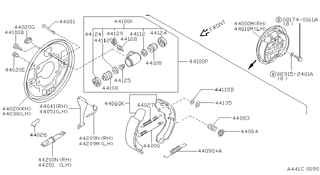 NISSAN 4406070N25 - Комплект тормозных колодок, барабанные autosila-amz.com