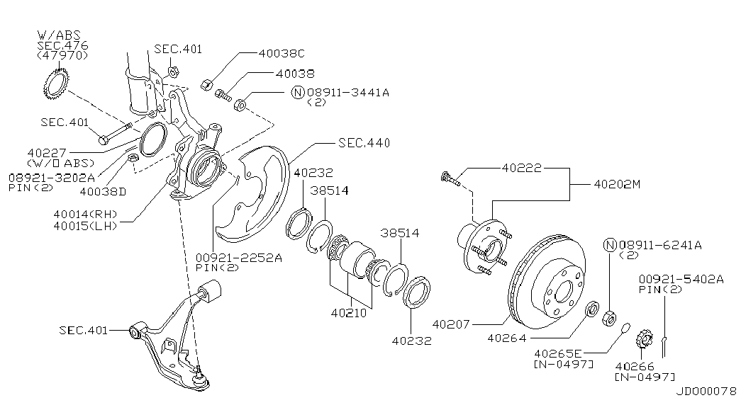 NISSAN 40232-33P00 - Комплект подшипника ступицы колеса autosila-amz.com