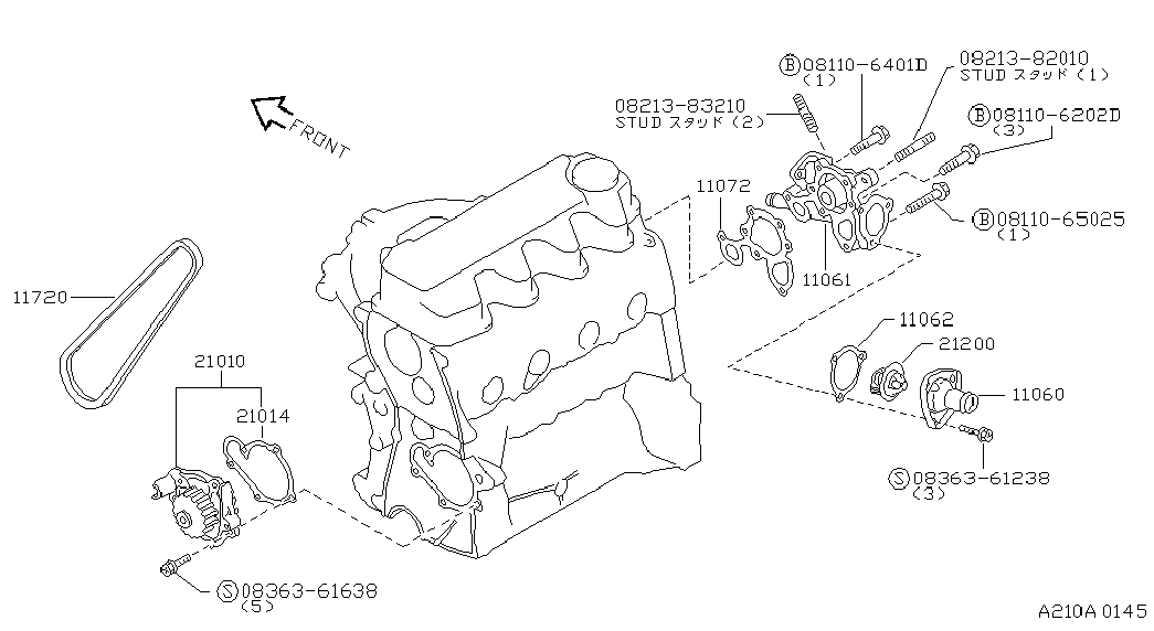 NISSAN 21010-01B28 - Водяной насос autosila-amz.com