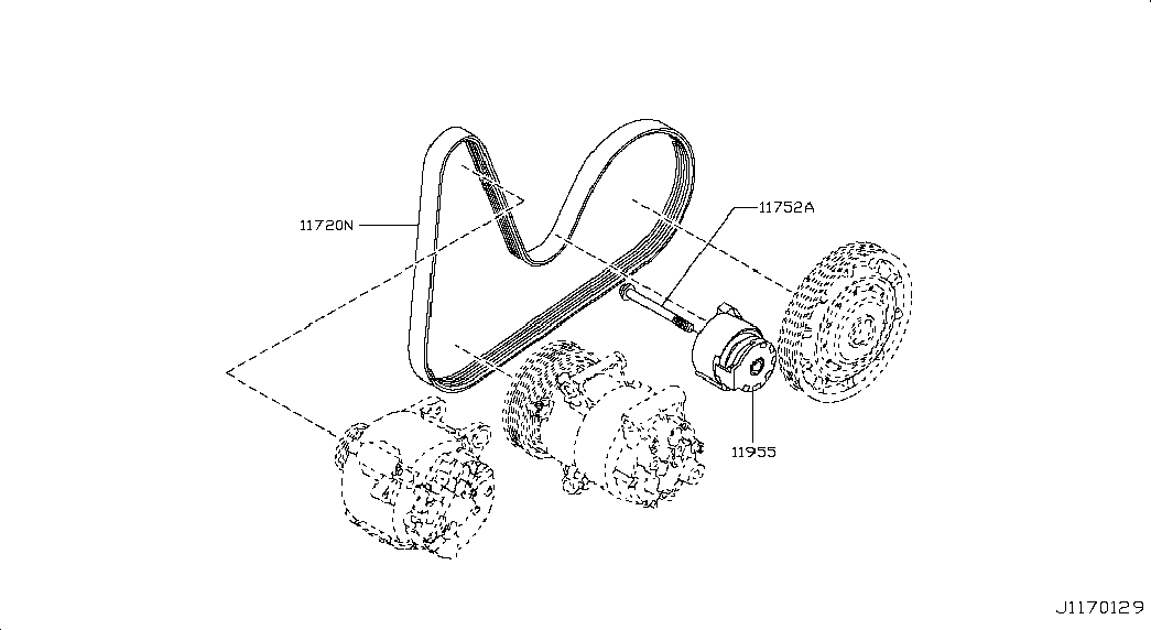 Infiniti 11955-1KB2A - Ролик, поликлиновый ремень autosila-amz.com