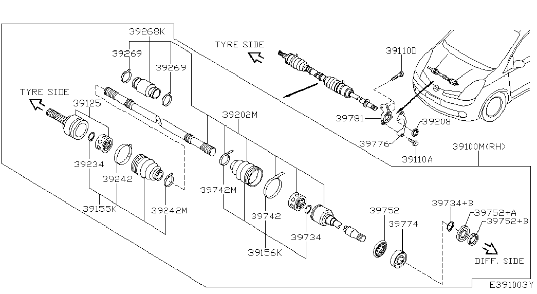 NISSAN 39241BM727 - Пыльник, приводной вал autosila-amz.com