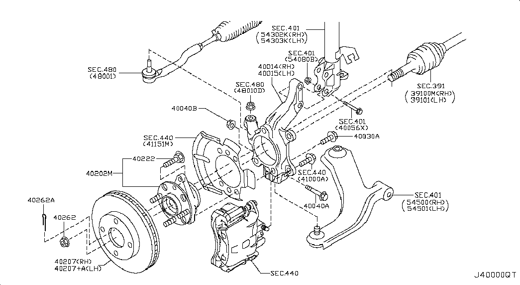 NISSAN 40015ED000 - Поворотный кулак, подвеска колеса autosila-amz.com