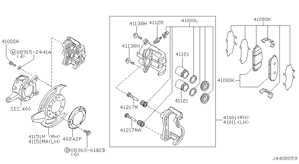 NISSAN 41060-VC290 - Тормозные колодки, дисковые, комплект autosila-amz.com