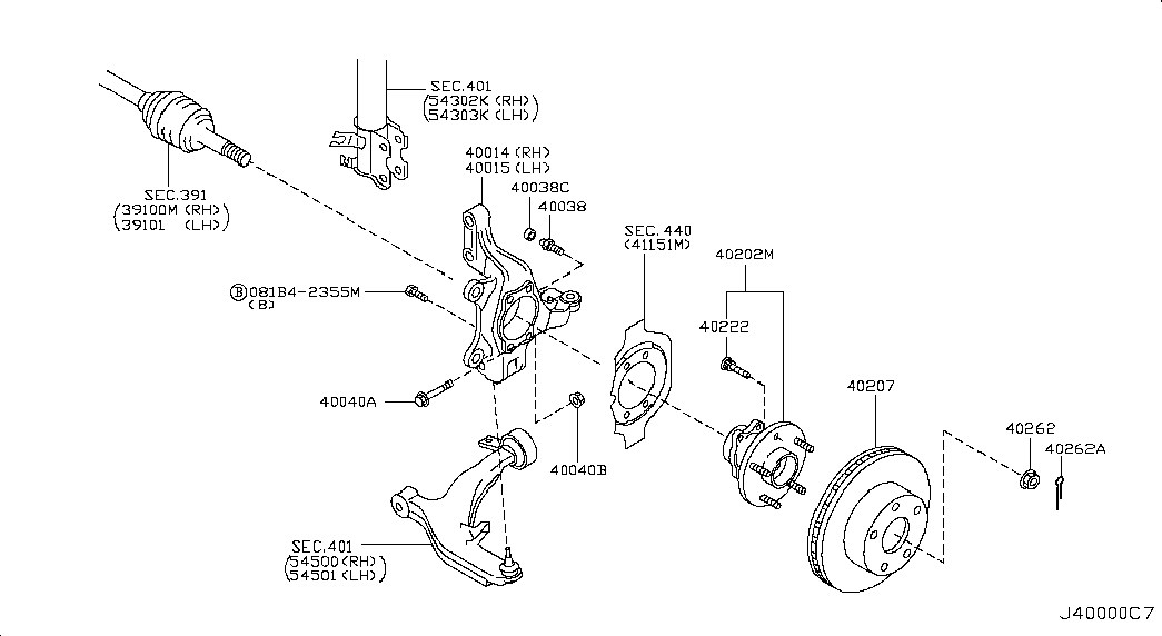 NISSAN 40202-CA010 - Ступица передняя Z50 J31 autosila-amz.com