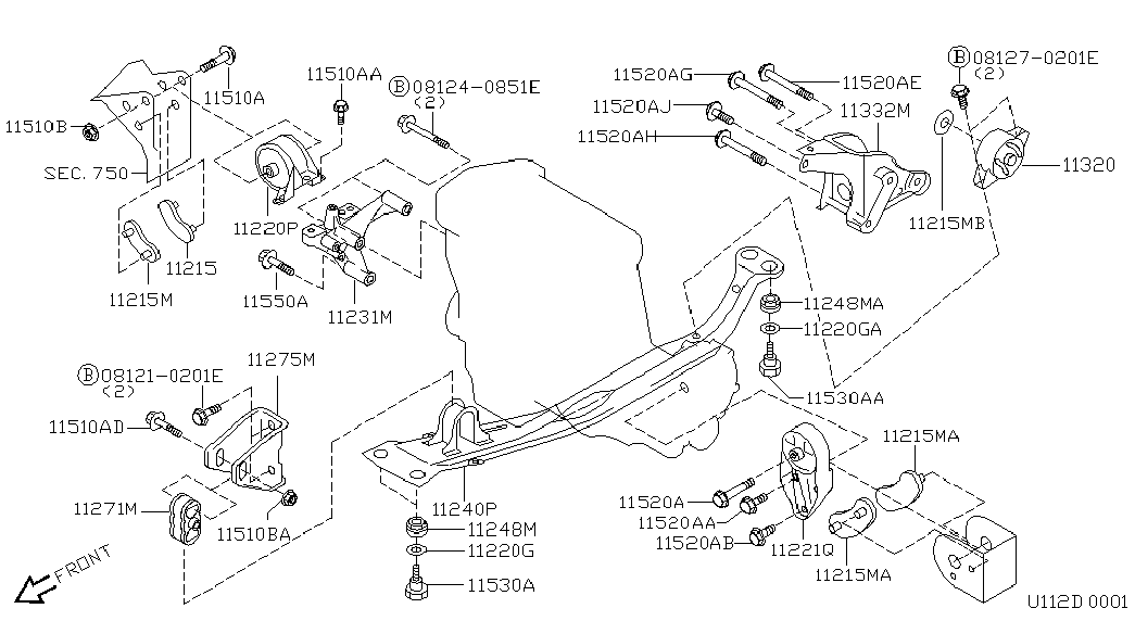 NISSAN 1127170J01 - ПОДУШКА ДВИГАТЕЛЯ NISSAN autosila-amz.com