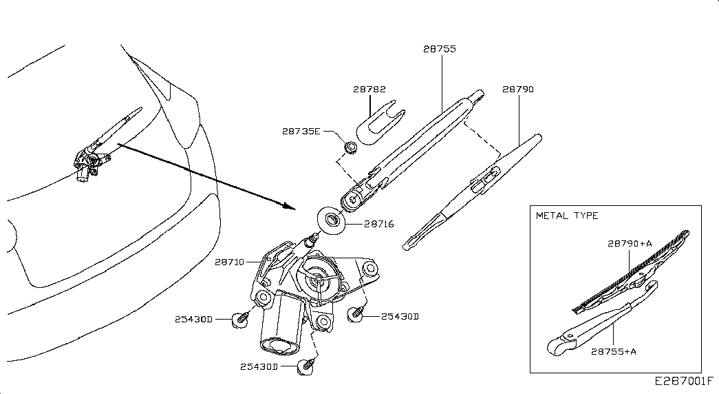 NISSAN 287901KL1A - ЩЕТКА СТЕКЛООЧИСТИТЕЛЯ ЗАДНЯЯ 300 MM B autosila-amz.com