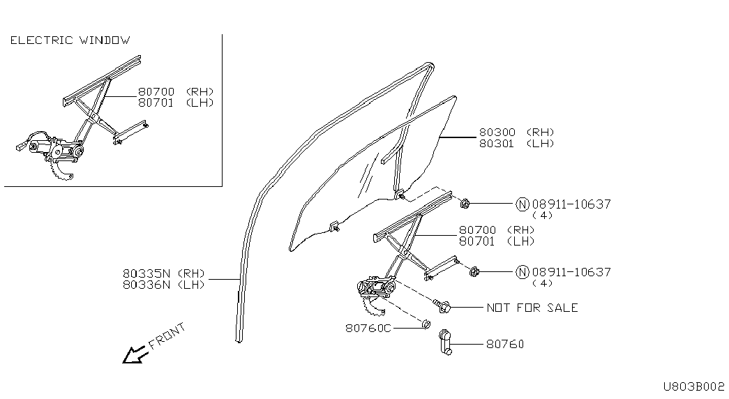 NISSAN 80700 6F611 - Стеклоподъемник autosila-amz.com