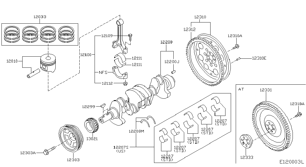 NISSAN 13021-BX000 - ШЕСТЕРНЯ КОЛЕНВАЛА, арт. 13021BX000, NISSAN autosila-amz.com