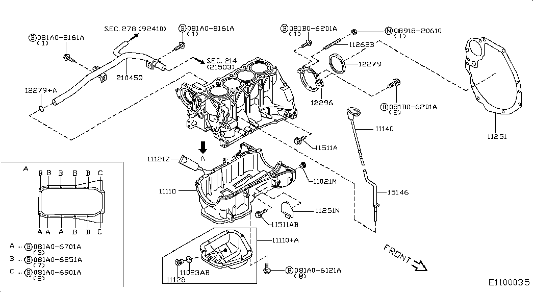 NISSAN 11128-BX00A - БОЛТ МЕТАЛЛИЧЕСКИЙ autosila-amz.com