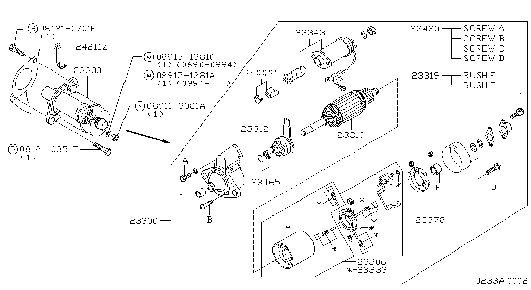 NISSAN 2332252F05 - LEVER SET-SHIFT autosila-amz.com