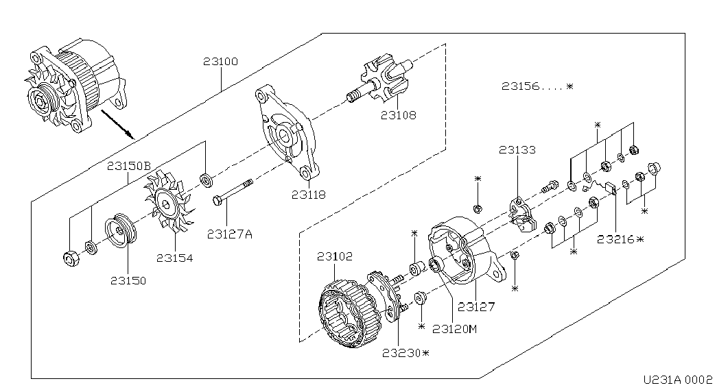 NISSAN 2310071J00 - Генератор autosila-amz.com