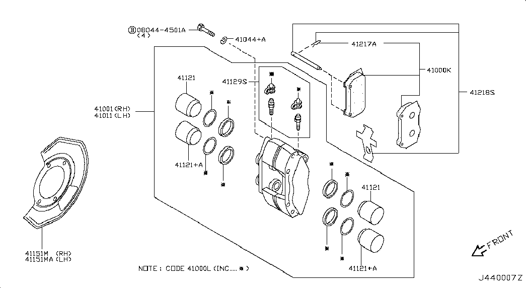 Infiniti 41060CD028 - Тормозные колодки, дисковые, комплект autosila-amz.com