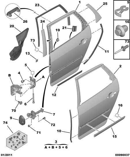 CITROËN/PEUGEOT 6999 FY - Монтажный комплект, дверь autosila-amz.com