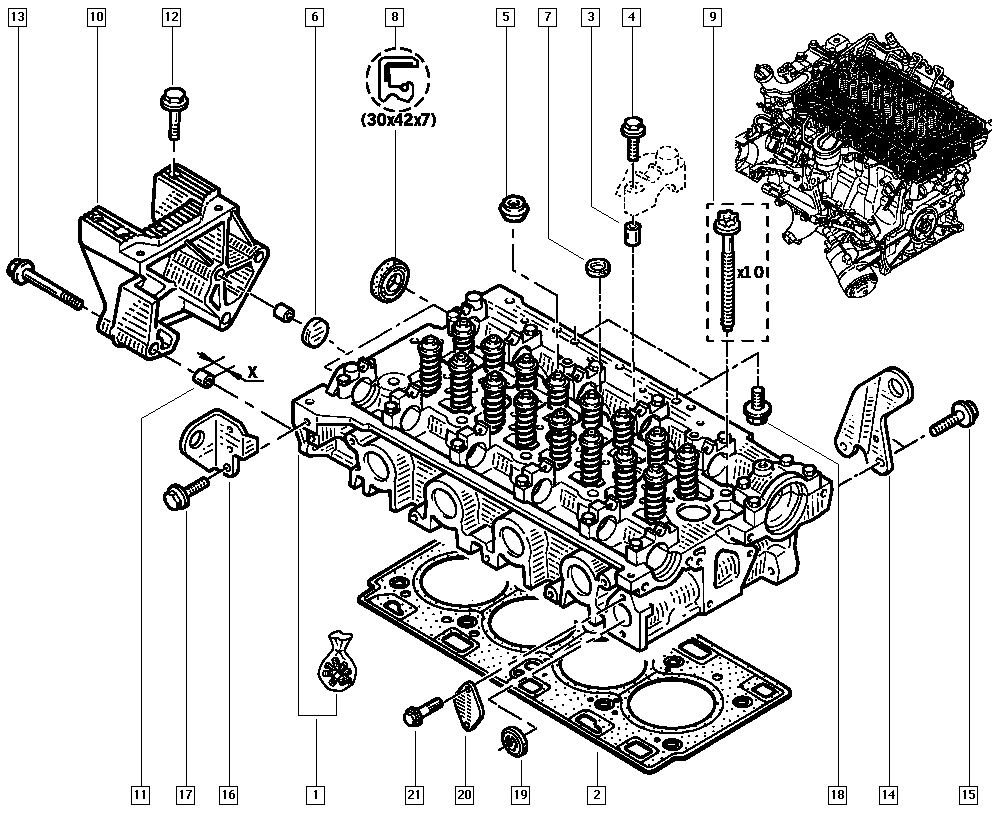 RENAULT 77 01 473 571 - Болт головки блока к-т r 2.0/2.2/2.5 dci autosila-amz.com