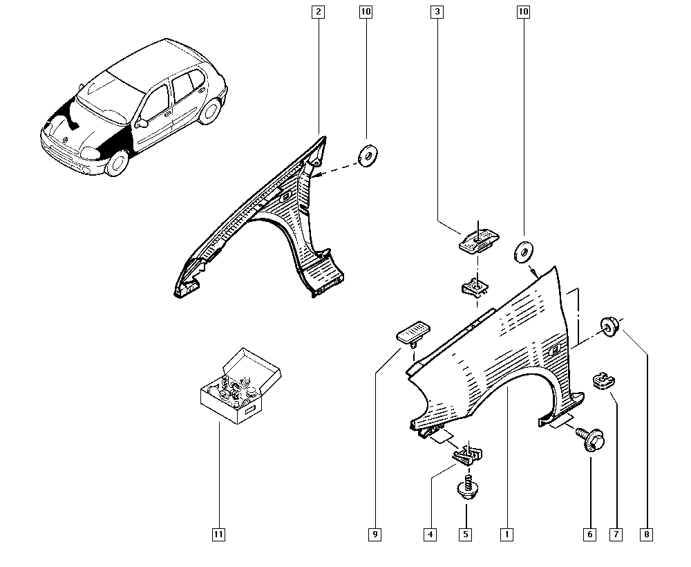 RENAULT 7701473026 - Крыло переднее правое CLIO/SYMBOL (1998-2008) autosila-amz.com