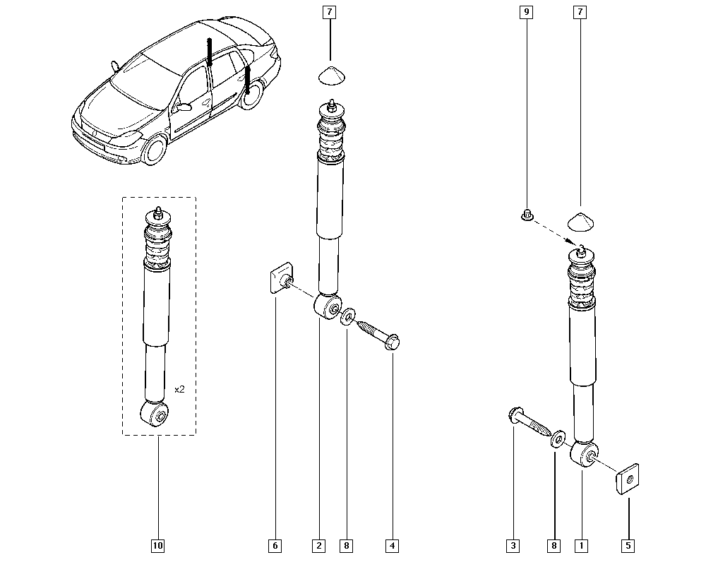 RENAULT 8200737471 - КОМП. АМОРТИЗАТОРОВ ЗАДН. 2ШТ. autosila-amz.com
