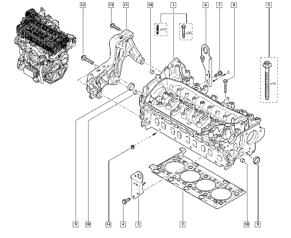 RENAULT 11 05 601 95R - Комплект болтов головки цилиндра autosila-amz.com