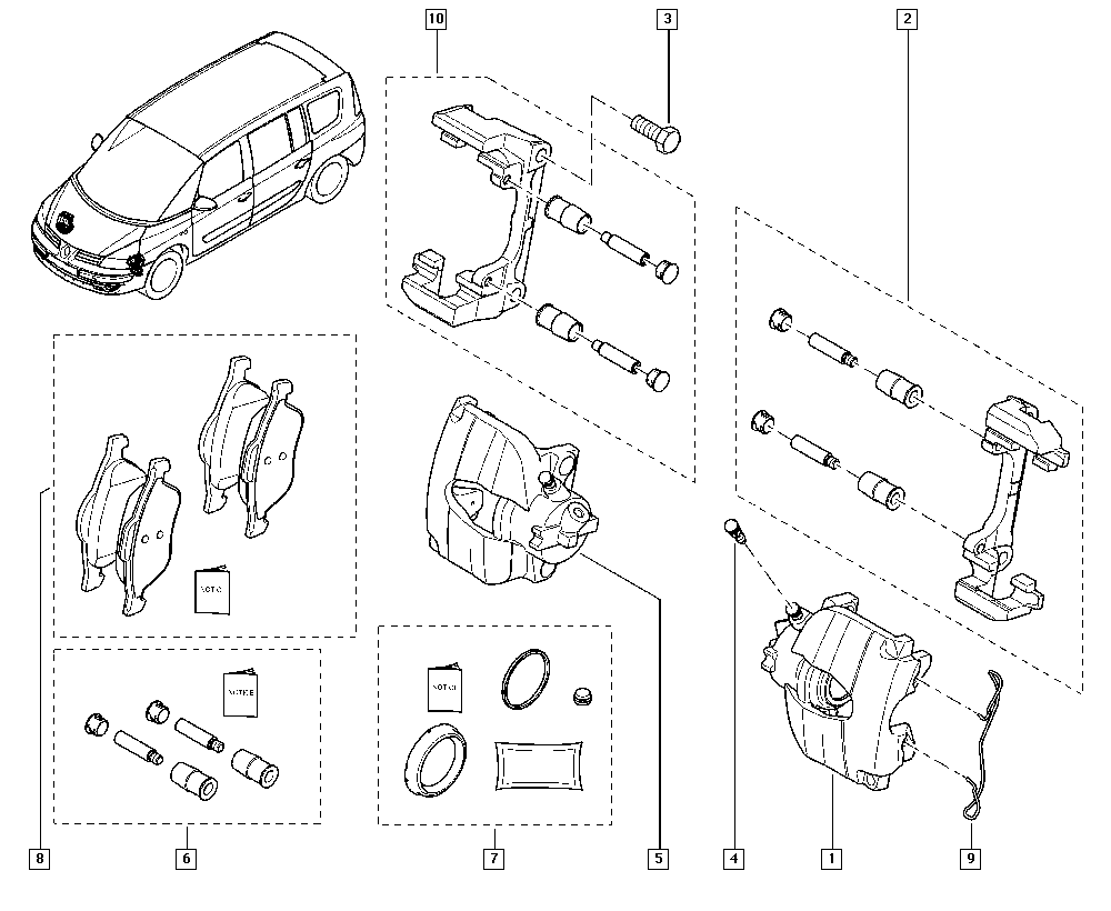 RENAULT 7701209810 - КОМП ТОРМ КОЛОДОК 4ШТ (ДИСК) autosila-amz.com