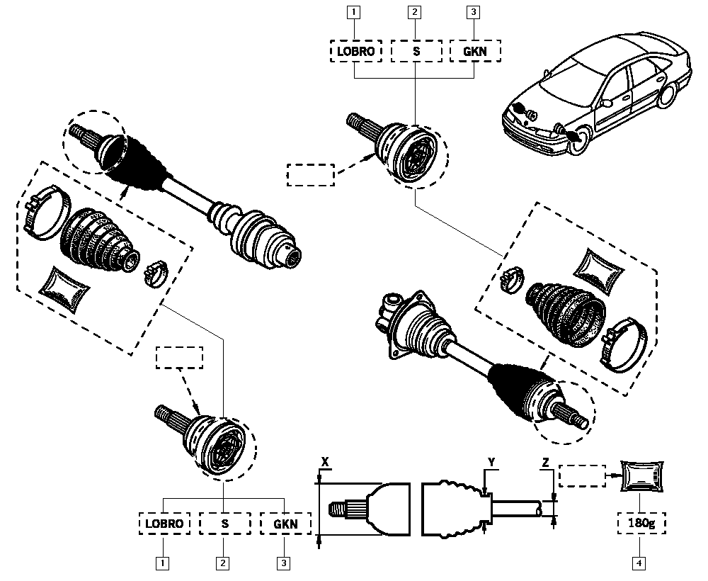 RENAULT 77 01 034 800 - комплект пыльника ШРУСа наружн. Daew autosila-amz.com