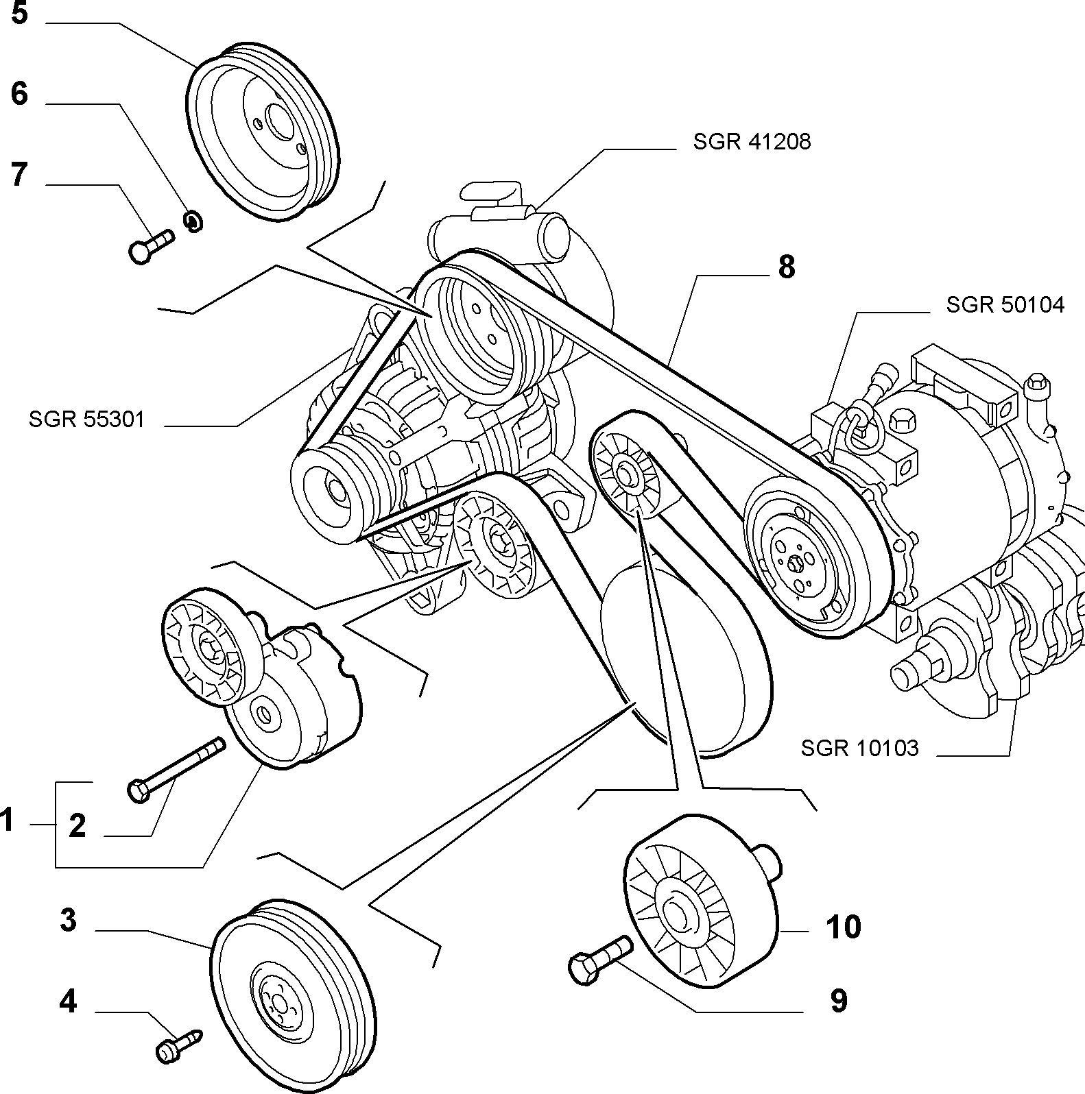 Alfa Romeo 71747798 - Поликлиновый ременный комплект autosila-amz.com