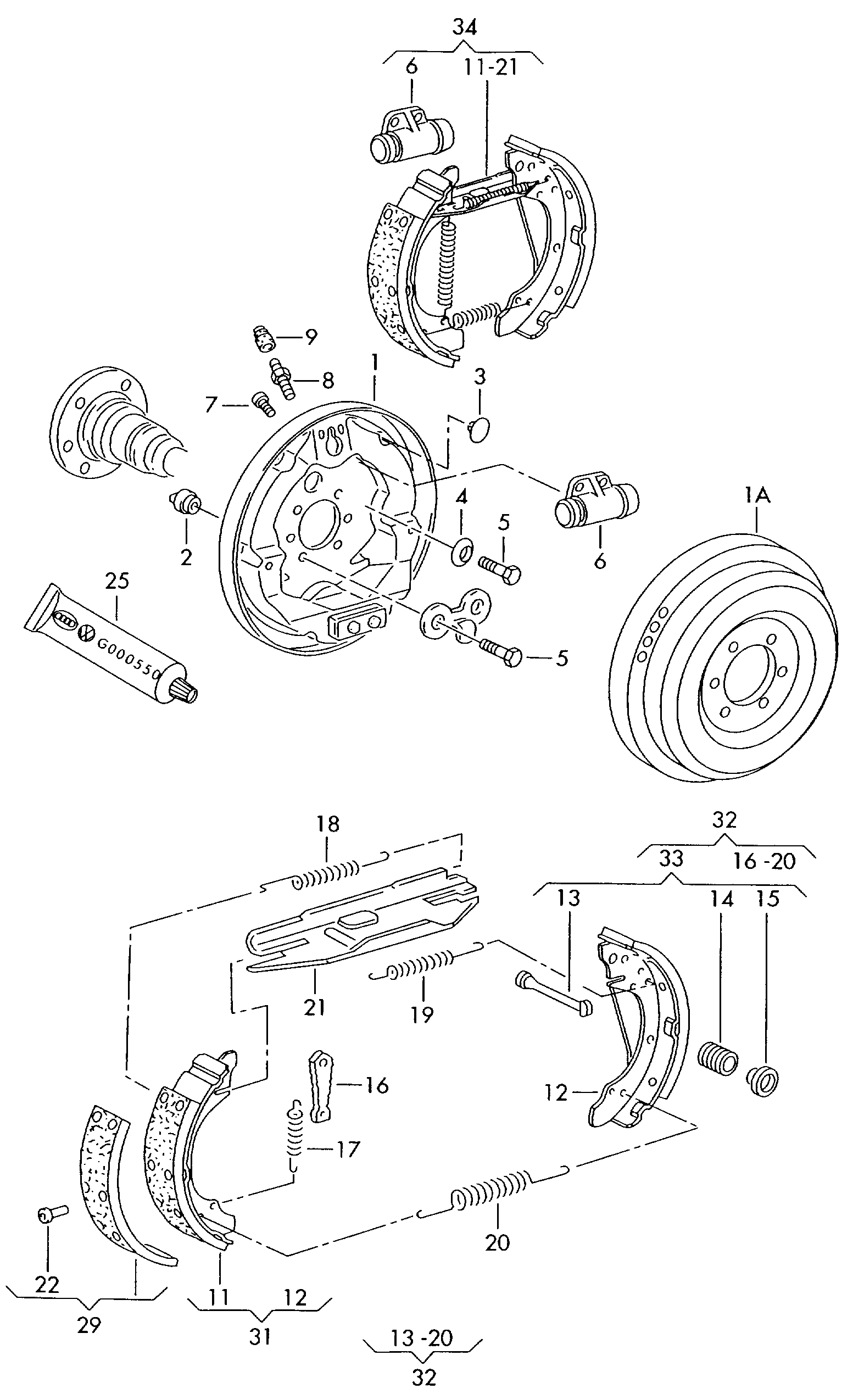 VW 6Q0 698 525 A - Комплект тормозных колодок, барабанные autosila-amz.com