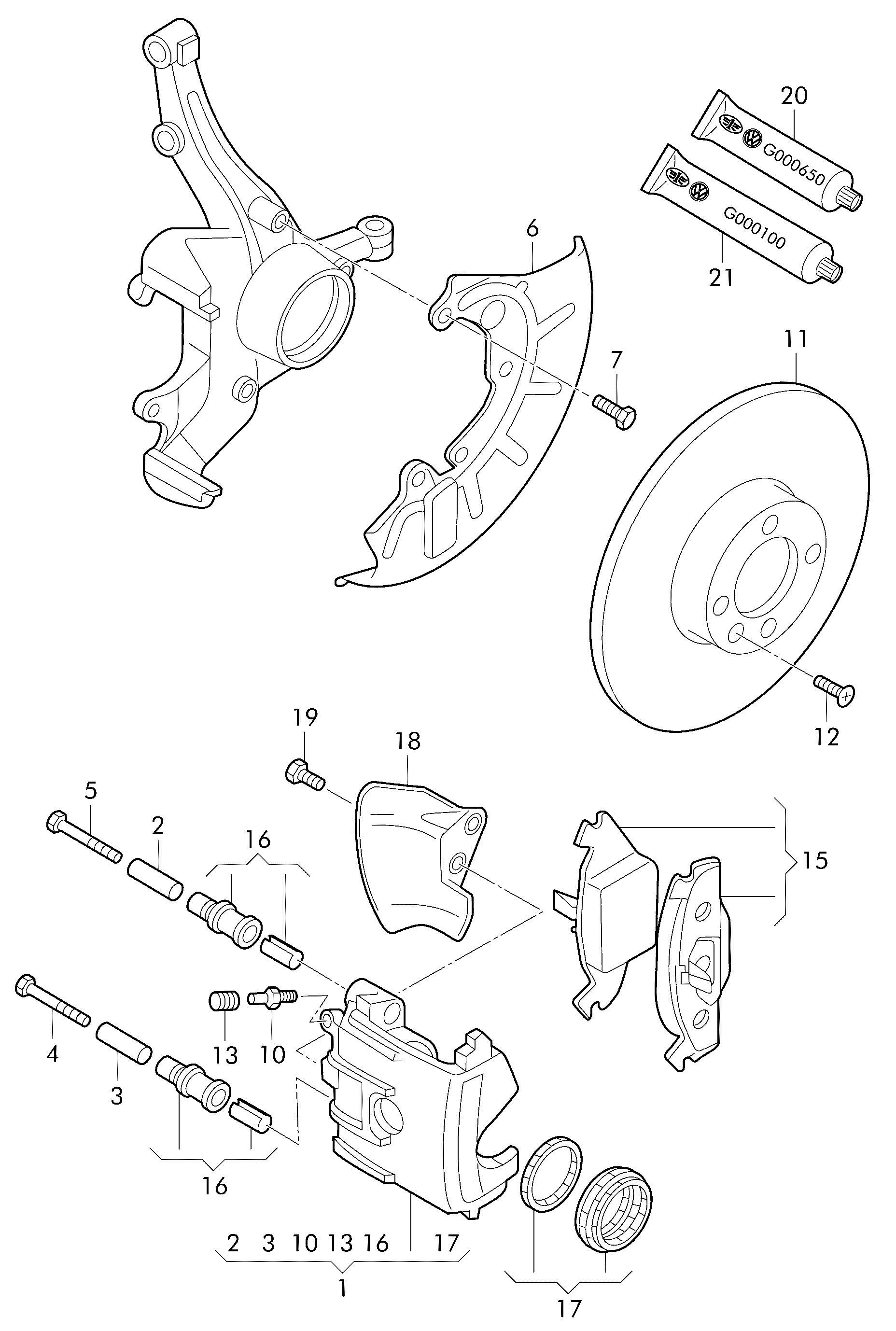 VAG 8N0698471 - Уплотнения переднего тормозного суппорта (ремонтный комплект) autosila-amz.com