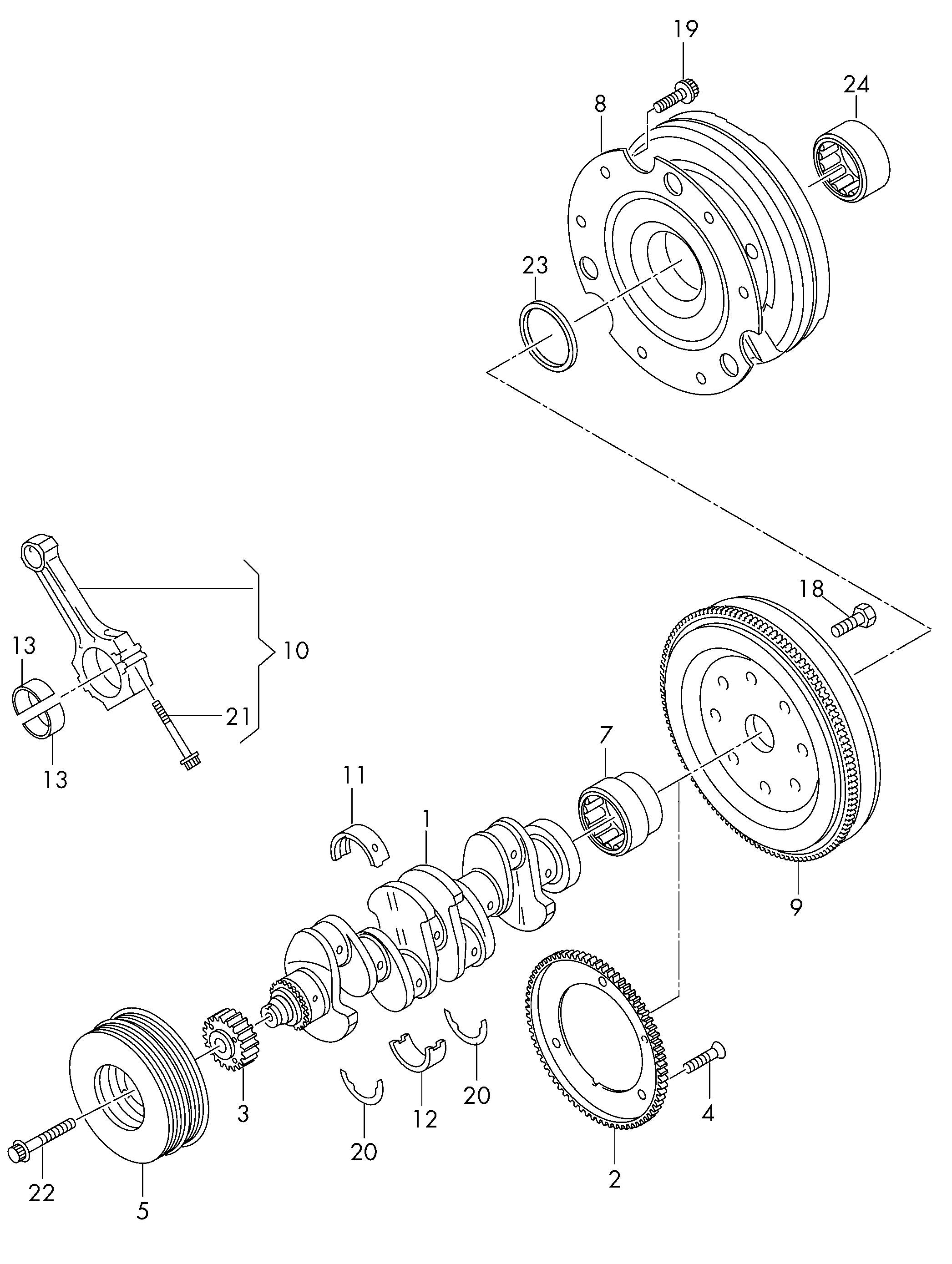 VAG 06H 105 701 L - Вкладыши коленвала мин 8шт autosila-amz.com