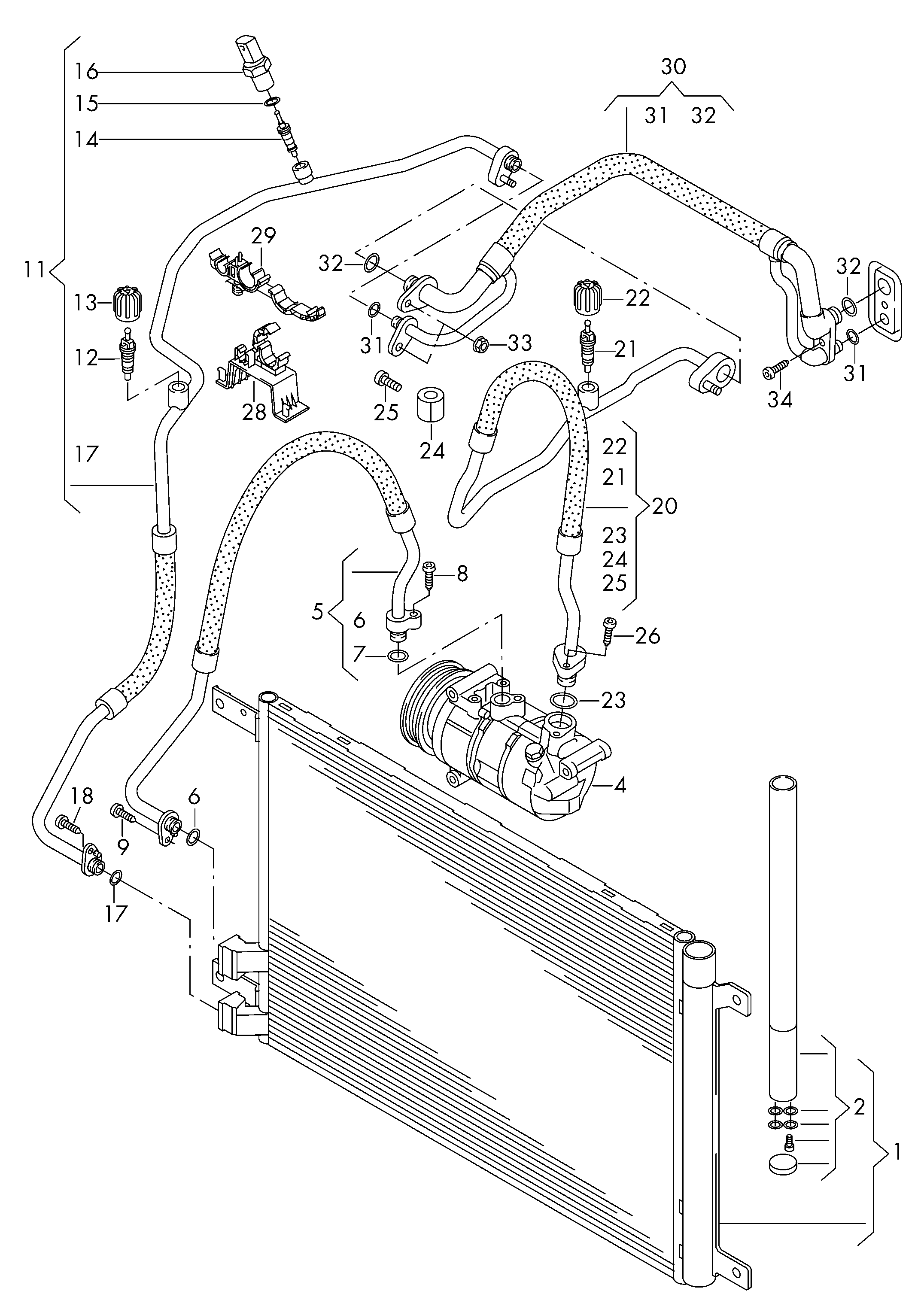 VW 5Q0816411AH - Конденсатор кондиционера autosila-amz.com