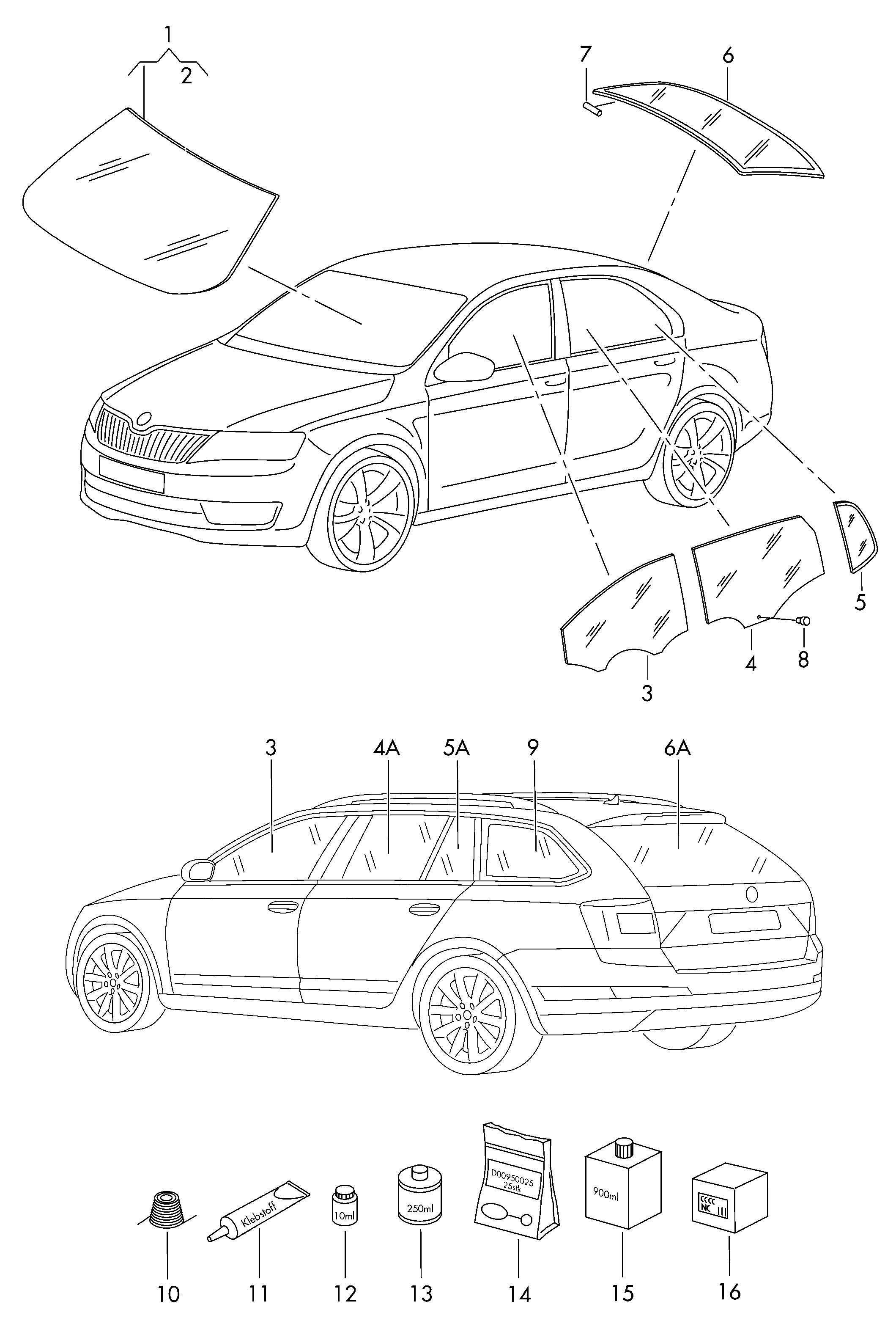 Skoda 5E9845205C - Боковое стекло autosila-amz.com