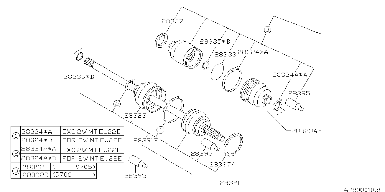 Subaru 28021AC150 - ШРУС наружный комплект Sub autosila-amz.com