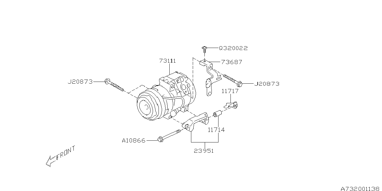 Subaru 73111AJ020 - Компрессор кондиционера autosila-amz.com