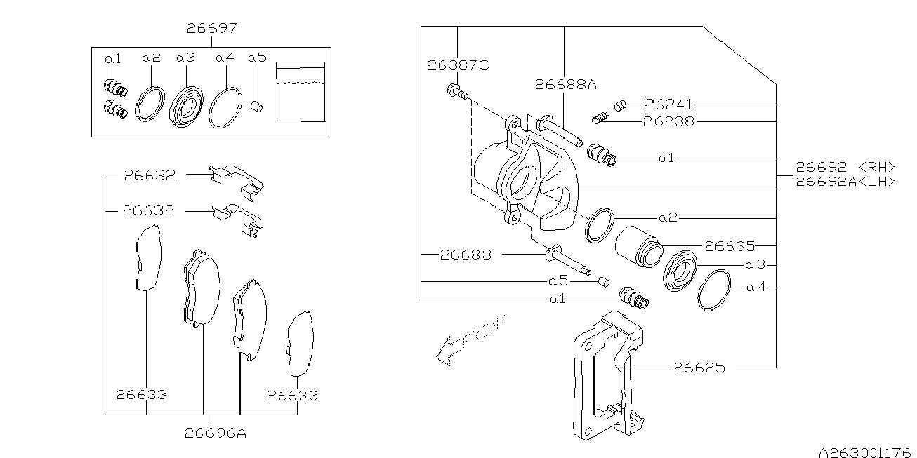 Bedford 26696-AG020 - Тормозные колодки, дисковые, комплект autosila-amz.com