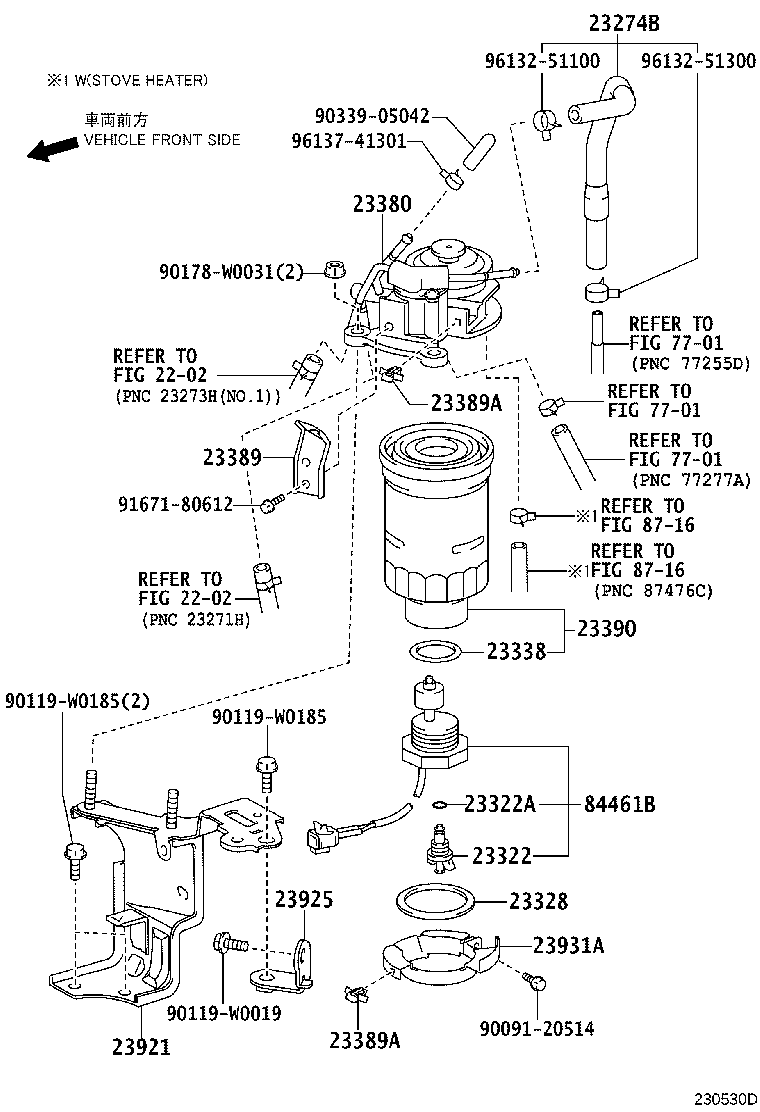 TOYOTA 23390 26160 - Топливный фильтр autosila-amz.com