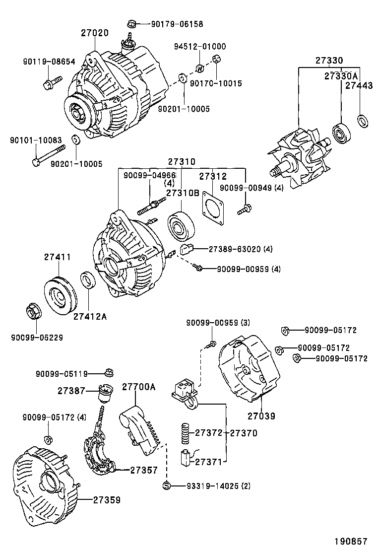 TOYOTA 2741135062 - Шкив генератора, муфта autosila-amz.com