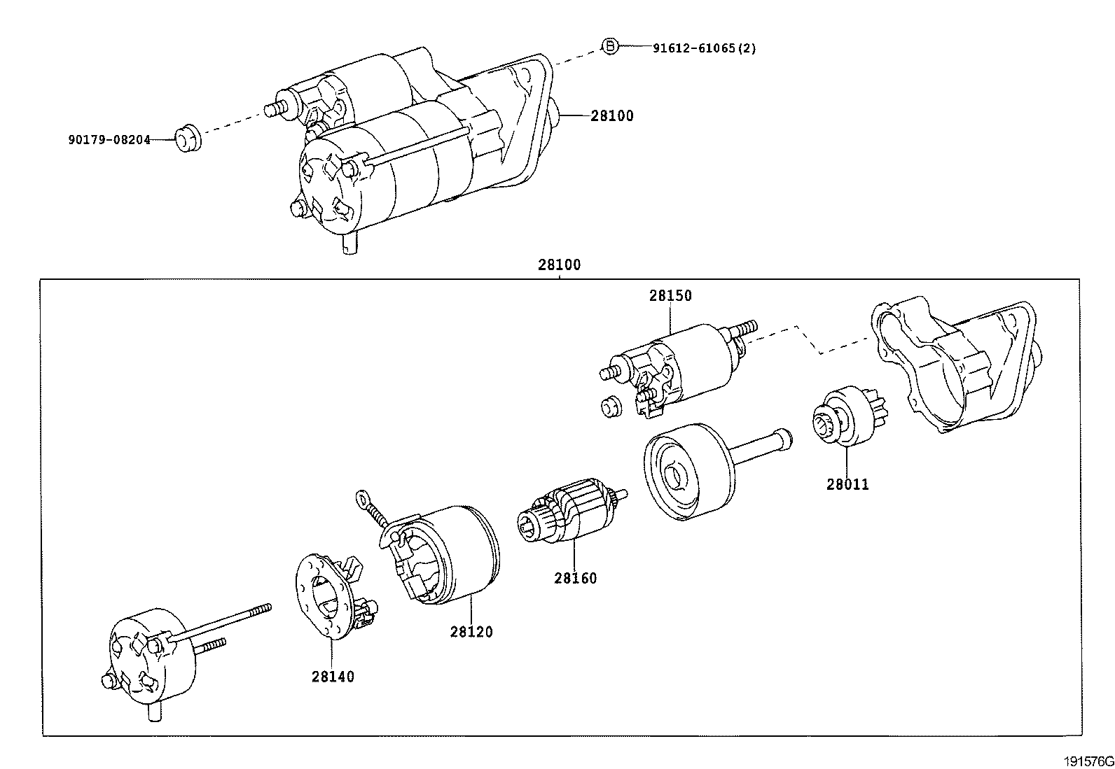 TOYOTA 2801155050 - Ведущая шестерня, бендикс, стартер autosila-amz.com