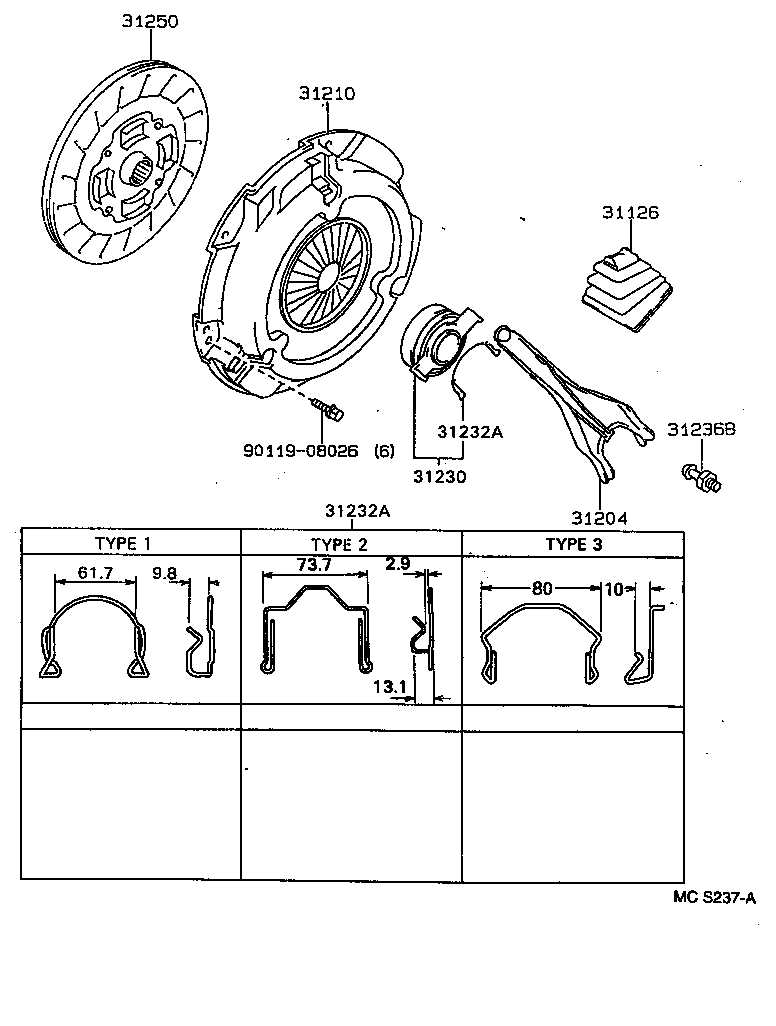 TOYOTA 31250-05030 - Диск сцепления, фрикцион autosila-amz.com