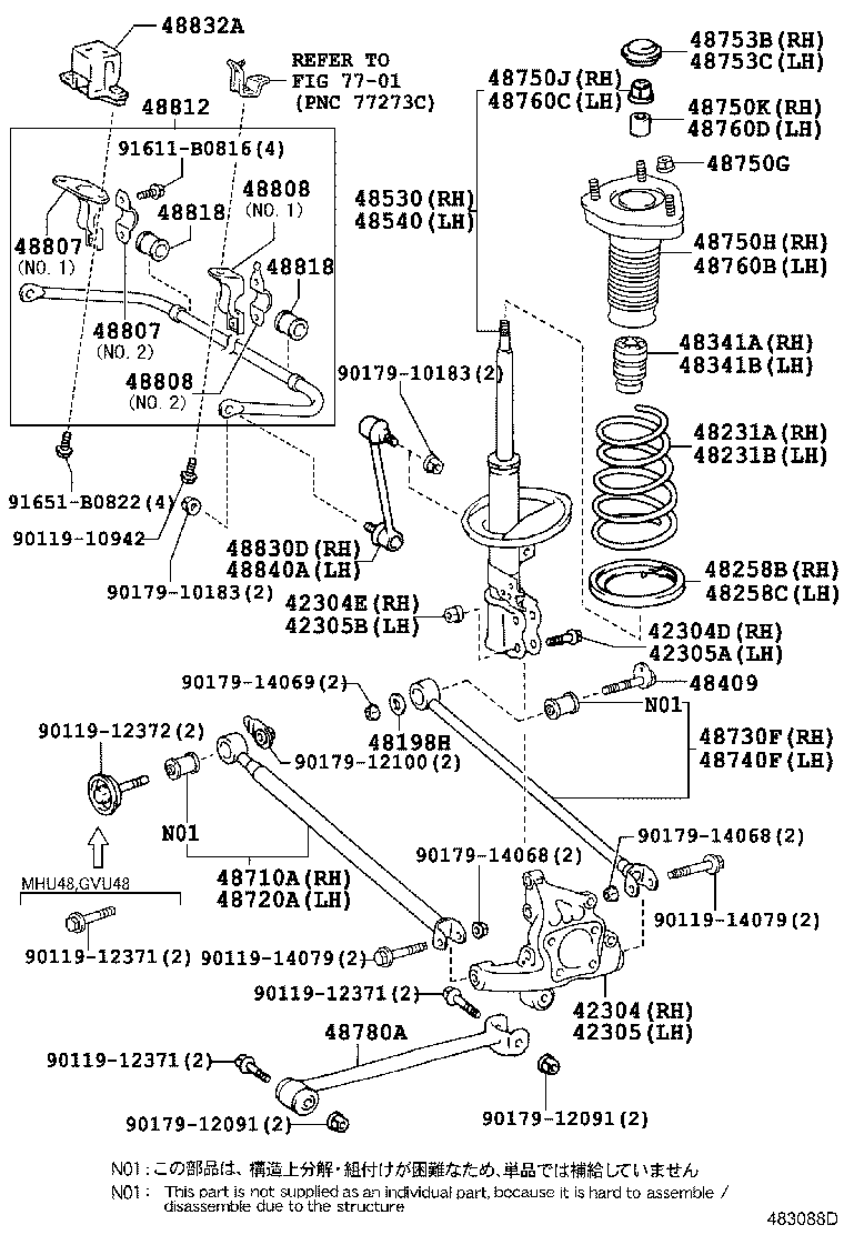 TOYOTA 42304-48051 - Кулак поворотный задн. прав. autosila-amz.com