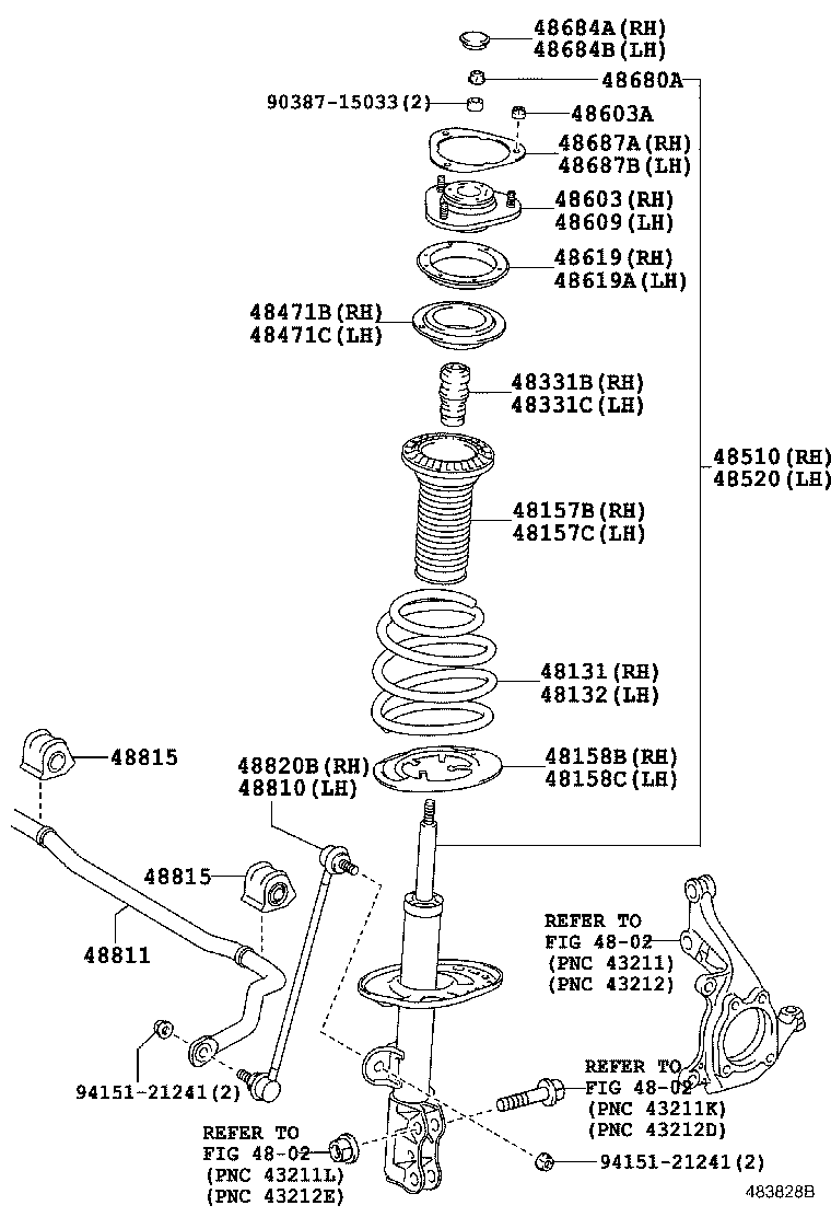 TOYOTA 4852080413 - СТОЙКА ПЕРЕДНЯЯ autosila-amz.com