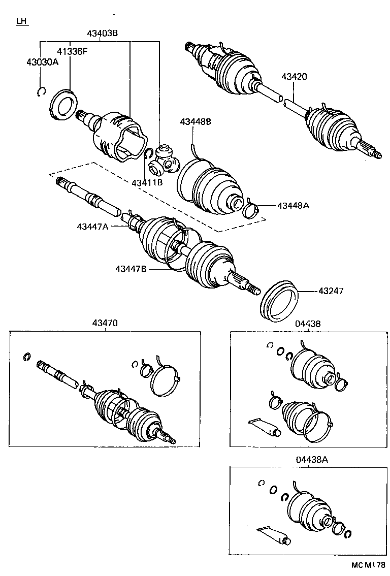 TOYOTA 43470-19216 - Шарнирный комплект, ШРУС, приводной вал autosila-amz.com